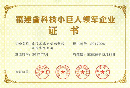 福建省科技小巨人領軍企業(yè)證書X.jpg
